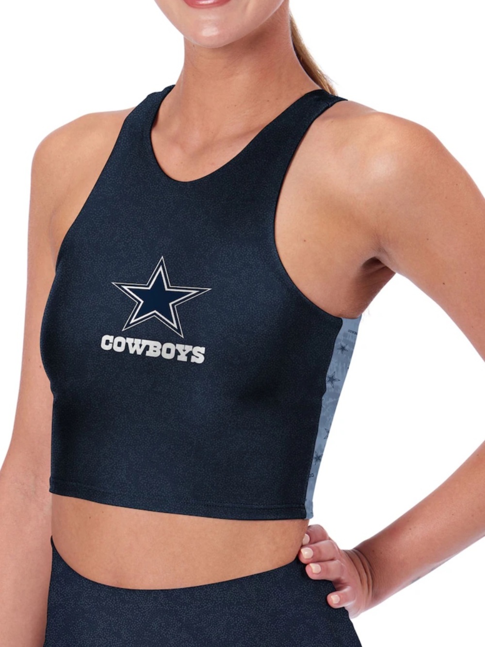 Women's Dallas Cowboys Certo Navy High Neck Midi Bra